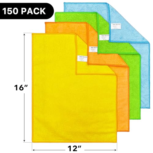 Simple Houseware 12" x 16" Microfiber Cleaning Cloth 150 Pack, 4 Colors - size: 150-Pack