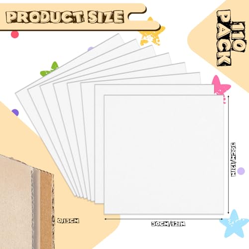 Henoyso 110 Pack 12 X 12 Inch White Cardboard Sheets - color: White, size: 12 x 12 Inch