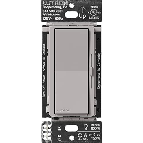 Lutron Caseta Diva Smart Dimmer Switch (Smart Hub Required), No Neutral Req - color: Gray, size: 1 Pack, style: Diva Smart Dimmer