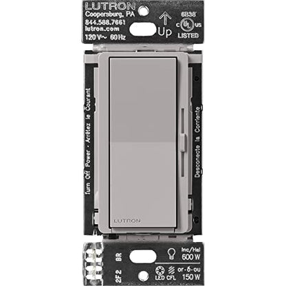Lutron Caseta Diva Smart Dimmer Switch (Smart Hub Required), No Neutral Req - color: Gray, size: 1 Pack, style: Diva Smart Dimmer