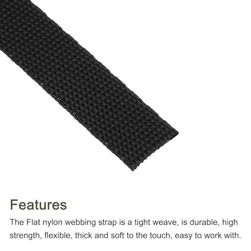 MECCANIXITY Flat Nylon Webbing Strap 3/8 Inch 50 Yards Black - color: Black, size: 3/8 Inch x 50 Yards