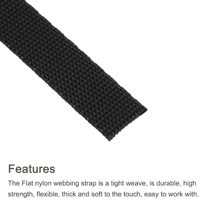 MECCANIXITY Flat Nylon Webbing Strap 3/8 Inch 50 Yards Black - color: Black, size: 3/8 Inch x 50 Yards