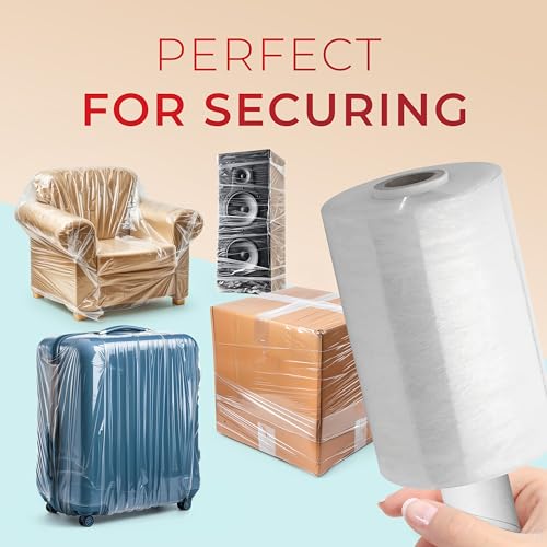 5" x 1000' Roll -80 Gauge Thick + Hybrid Technology with Dispenser,3 Pack Stretch Packing Wrap, Plastic Pallet Shrink Film, Clear (SF18003) (3 Pack) - size: 3 PACK