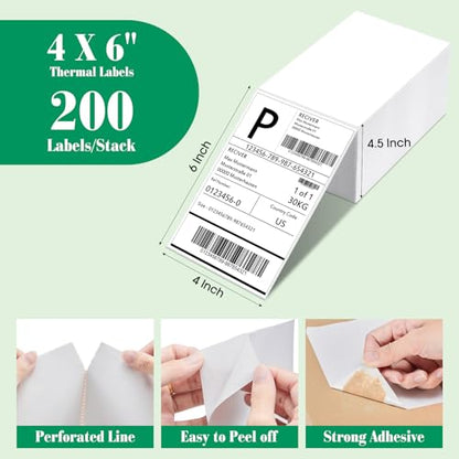 METRONIC Thermal Labels 4x6 200 Labels Fanfold Direct Shipping Labels - size: 4x6"-200 Labels