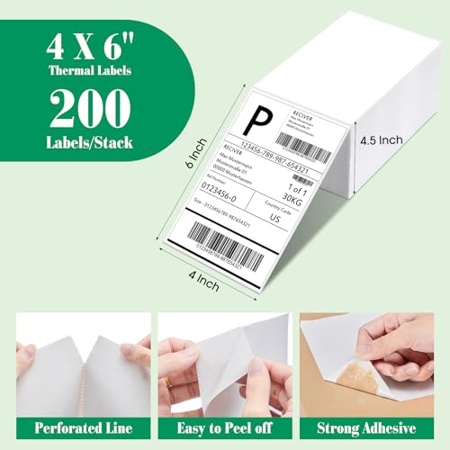 METRONIC Thermal Labels 4x6 200 Labels Fanfold Direct Shipping Labels - size: 4x6"-200 Labels