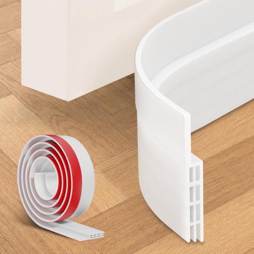Ohuhu 118" Silicone Door Draft Stopper, 1" Wide Adhesive Weather Stripping - color: White, size: 118"L x 2"W