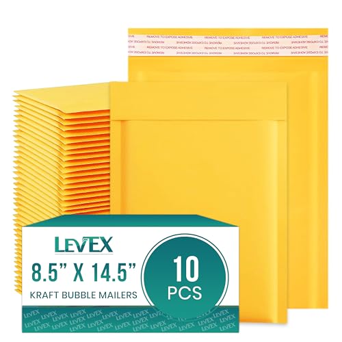 Levex - #3 8.5" x 14.5" [10 Pack) Kraft Bubble Mailers, Padded Envelope Mailers, Packing Envelope & Mailing Bags for Shipping - size: #3 (8.5" x 14.5")
