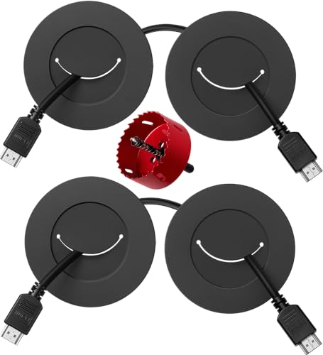ZhiYo TV Cord Hider for Wall Mounted TV, in Wall Cable Management Kit for TV, Black Behind Wall Cord Concealer with 4 Cable Pass Throughs and 1 Hole Saw Drill Attachmen - color: Black, size: 4 Pack