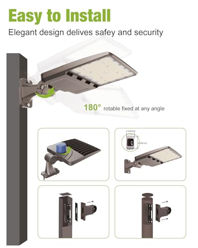 YXL LED Parking Lot Light, 200W LED Shoebox Light with Dusk to Dawn Photocell,28000LM 5000K Daylight Arm Mount, IP65 Waterproof, LED Area Light for Parking Lot Sports Stadium - size: 200W Arm 1Pack