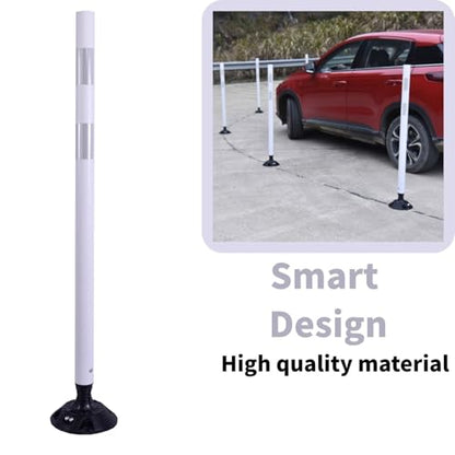 8 Pack Traffic Delineator Posts – High Visibility Reflective Safety Cones with Spring Base for Roadway, Parking, Garage, Construction Zones (White, 48 Inch)