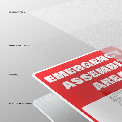 2 Pack Emergency Assembly Area 1 Sign 18 × 12 Inch for Outdoor Use - style: Emergency Assembly Area 1 Sign