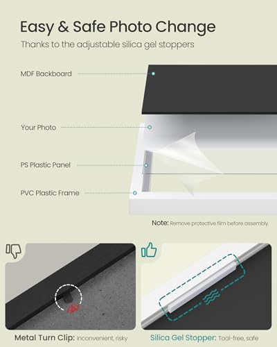 SONGMICS 10 Tool-Free Assembly Collage Photo Frames for Wall - color: Cloud White, size: 8*10 2 pack+ 5*7 4 pack + 4*6 4 pack