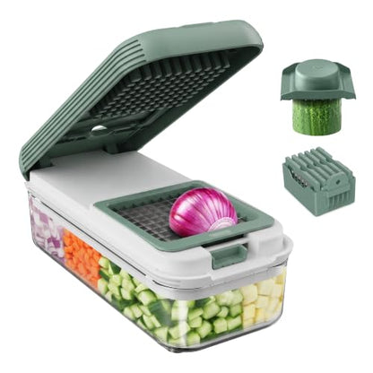 Fullstar Essential Vegetable Chopper & Mandoline Slicer 8-in-1 Kitchen Tool - color: Green
