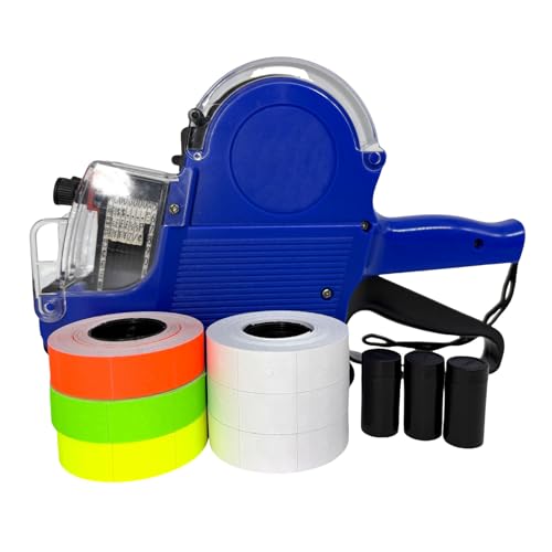 2 Line Price Gun, 2400 Color Labels 3 Ink Rolls Retail Store - color: Navy Blue
