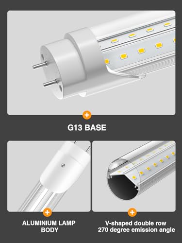 ONLYLUX T8 Led Bulbs 4 Foot 6500K 36W 5400LM 20 Pack