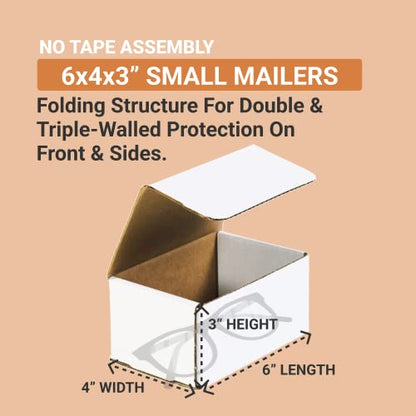 BOX USA Shipping Boxes Small 6"L x 4"W x 3"H 50-Pack - Corrugated Cardboard Box for Moving, Mailing, Packing, Packaging and Storage - size: 6x4x3