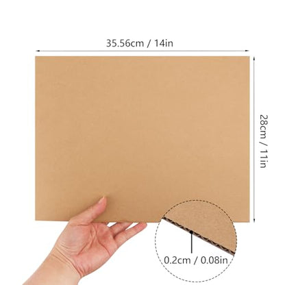 100 Pack 11"x 14" Corrugated Cardboard Sheets, Flat Cardboard Layer Pads 2 mm Thickness, Flexible Packaging Inserts for Shipping, Mailing, and Crafts, by IHDYPPEW - size: 100 Pack 11"x 14" brown