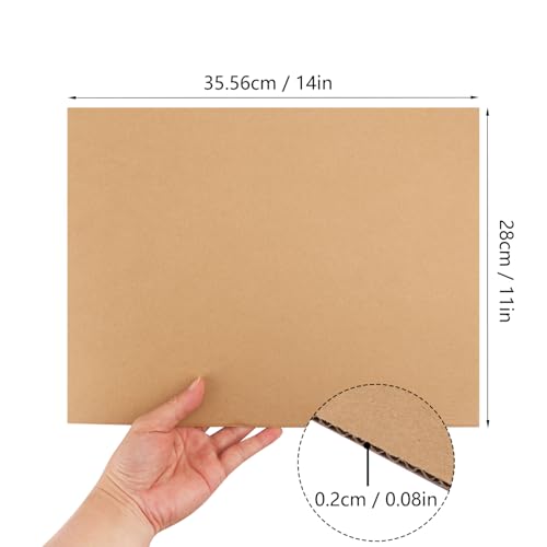 100 Pack 11"x 14" Corrugated Cardboard Sheets, Flat Cardboard Layer Pads 2 mm Thickness, Flexible Packaging Inserts for Shipping, Mailing, and Crafts, by IHDYPPEW - size: 100 Pack 11"x 14" brown