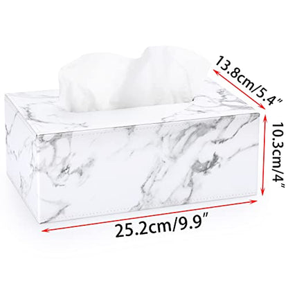 Sumnacon Tissue Box Cover Rectangle with Magnetic Bottom,Marble White,M - color: Marble White, size: Medium