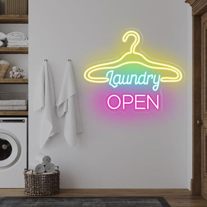Laundry Neon Sign Laundromat Led Light Lightlaunderette Wall Art - color: Laundry Open