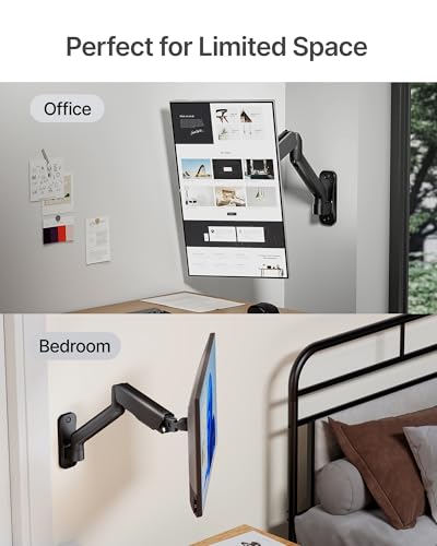 monTEK Single Monitor Wall Mount, Full Motion Spring Arm for 17-32" Screen - style: Single Arm