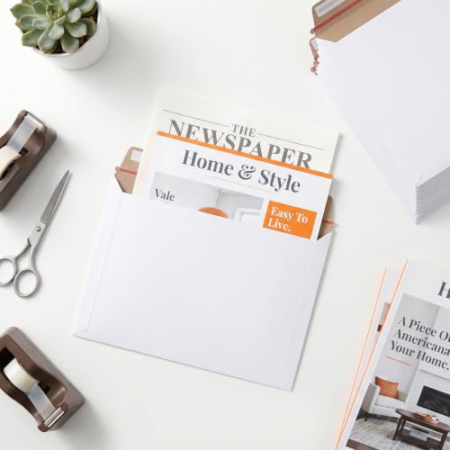 50 Pack Rigid Mailers 13.5x9.1 Inches White Cardboard Envelopes Self Seal Stay Flat Mailer for Photos Documents Papers Files Certificates