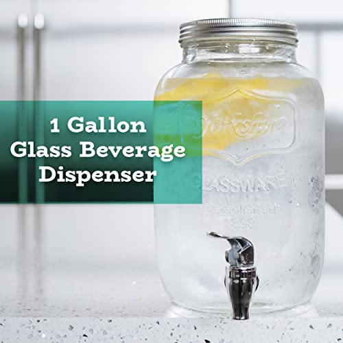 Estilo Glass Drink Dispensers,1 Gallon Beverage Dispenser, Leak-Free Spigot - size: 1 Gallon, style: Single w/o Stand