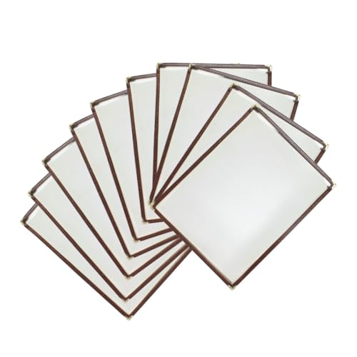 TrueCraftware- 8-1/2” x 11” Brown Double Fold Restaurant Menu Covers 2 Page 4 View Set of 10- Crystal Clear Café Menu Holders Fits A4 Size Paper Menu Covers Clear Menu Sleeves - color: Brown