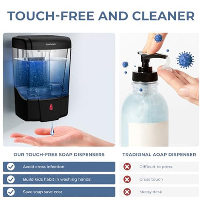 interhasa! Automatic Soap Dispenser Wall Mount 20oz Refillable Liquid Hand Sanitizer Dispenser Commercial Soap Dispenser for Bathroom Support Liquid Gel - color: Black
