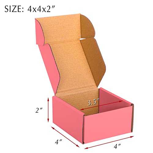 Pink Cardboard Corrugated Boxes - 4x4x2, 30 Pack Small Shipping Boxes for Mailing & Packaging - color: Pink, size: 4 x 4 x 2