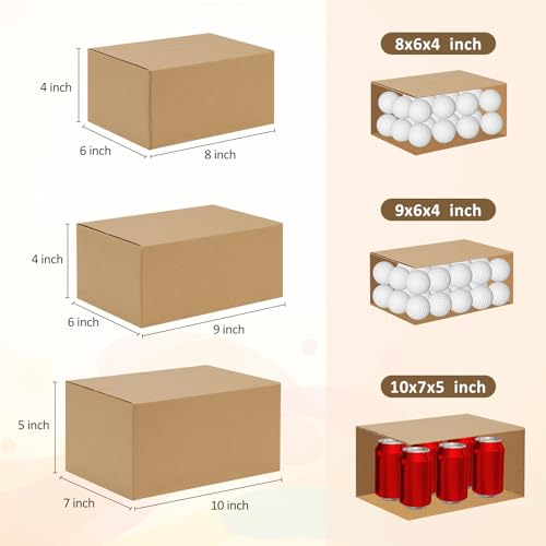 Eupako 30 Pack Small Shipping Boxes Assorted Sizes, 8x6x4 & 9x6x4 & 10x7x5 10 PCS Each Mailing Boxes, Brown Corrugated Box Mailers, Cardboard Boxes for Packaging Small Business - color: Brown, size: 8x6x4 & 9x6x4 & 10x7x5 Inches