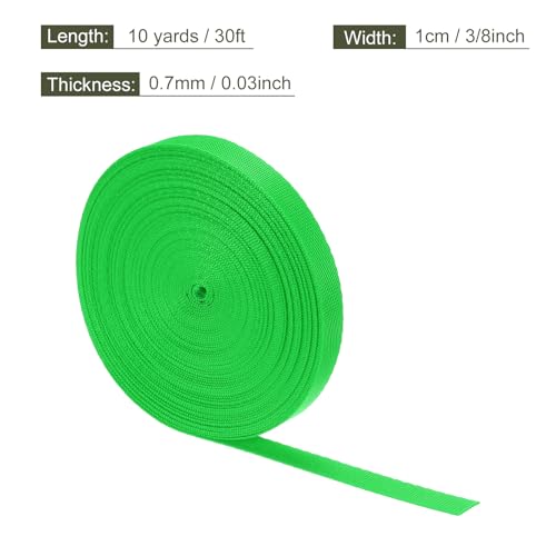 MECCANIXITY Flat Nylon Webbing Strap 3/8 Inch 10 Yards Apple Green - color: Apple Green, size: 3/8 Inch x 10 Yards