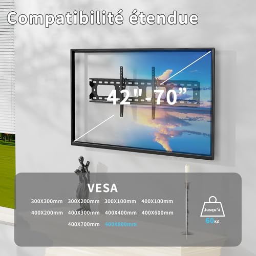 TV Wall Mount Low Profile Tilt Wall Mount - size: 42"-70" Tv Tilt