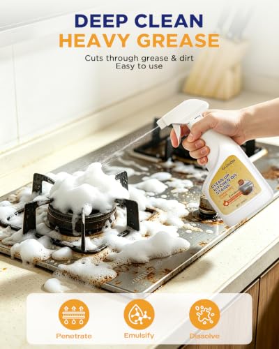 Heavy Duty Kitchen Degreaser Spray with Foam Sprayer, 16.9 Fl Oz - size: 16.9 Fl Oz (Pack of 1)