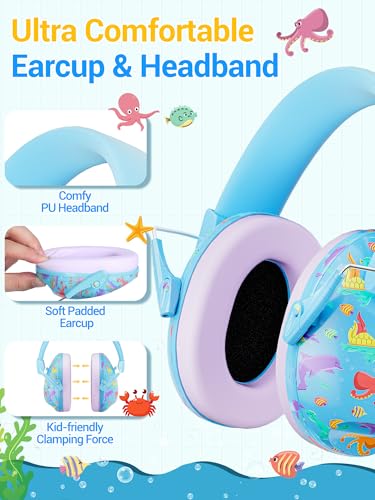 Dr.meter Kids Ear Protection for Monster Truck, Noise Reduction Ear Muffs - color: Print Ocean Creature