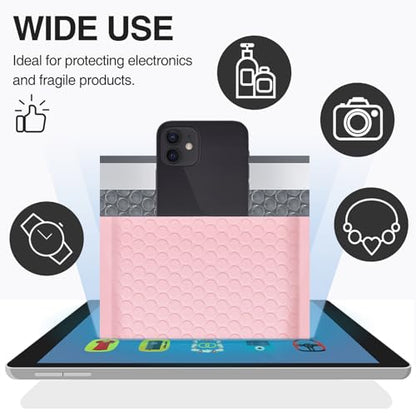 UCGOU Bubble Mailers Padded 5x8.6" Usable Size 5x7" Light Pink 50 Pack - color: Light Pink, size: 5x8.6" 50PC