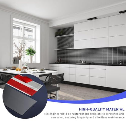 Stainless Steel Door Kick Plate，4"x118" Self-Adhesive for Cabinet & Island - color: Brushed Black