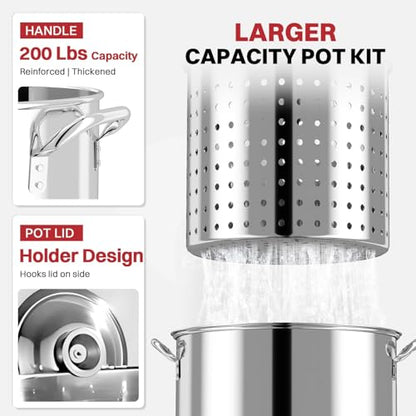 40QT Turkey Fryer Set | Stainless Steel Pot | Outdoor Fryer - size: 40QT+COVER+SKIMMER