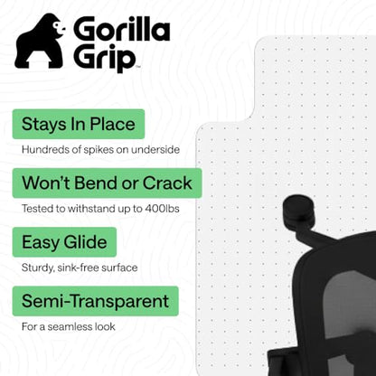 GORILLA GRIP Office Chair Mat for Carpet Floors, Heavy Duty 29x47 Clear Lip - size: 29"x47", style: Carpet Floor with Lip