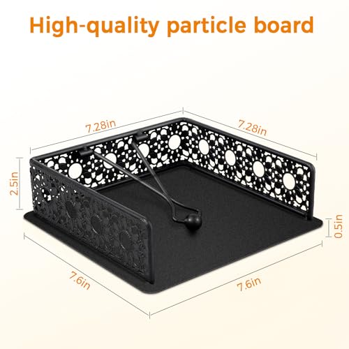 Napkin Holder for Table, Metal Organizer with Heavy Duty Arm Iron Ball, and Vintage Sunflower Edging for Kitchen, Home, Countertop, Farmhouse, Bar, Restaurant (Black Iron) - color: Black Iron