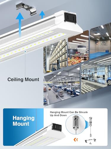 60W 4 Foot Led Shop Lights 2Pack Linkable Ceiling Or Hanging Mount for Shop - size: 4FT-2PACK