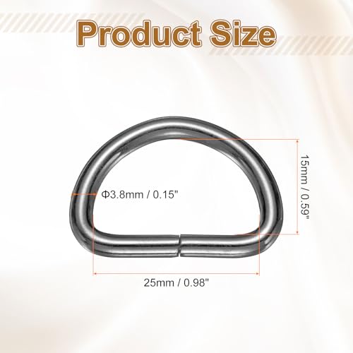 HARFINGTON D Ring Metal Electroplate D-Shape Buckle Clips Multi-Purpose Buckle Straps Accessories for Backpacks Webbing Strap - color: Gunmetal, size: 20 mm