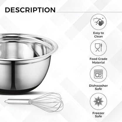Avador Premium Stainless Steel Mixing Bowls, Set of 7 EXTRA Large Stainless Steel Mixing Bowl Set, Easy To Clean, Space Saving, Great for Cooking, Baking, Prepping (0.25, 1, 1.5, 3, 4, 5 and 8 Quart)