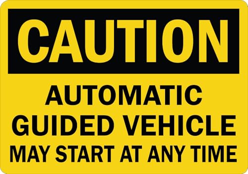 StickerJet Machine - Automatic Guided Vehicle May Start Signs 5Pc - 5" x 7" - color: Automatic Guided Vehicle May Start At Any Time, size: 5" x 7"