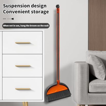Lightweight Broom and Dust Pan Set, Adjustable Detachable Broom with Standing Dustpan, Collapsible Broom Dustpan Combo for Home Kitchen Cleaning