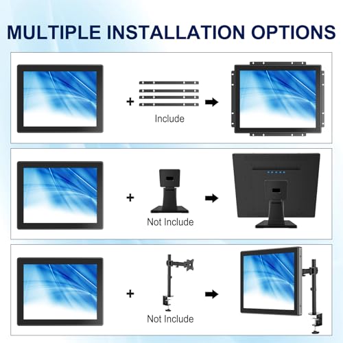 Multi-Touch Industrial Monitor, 1280x1024 17 Inch Open Frame Capacitive Touch Screen, HD-MI,VGA Inputs, VESA Wall-Mount Installation Touch Monitor for Kiosk Industrial Automation - size: 17.0