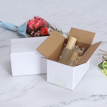 Calenzana 6x4x4 Shipping Boxes Set of 50, White Corrugated Cardboard Box for Mailing Packing Gifts Small Business - size: 6x4x4, style: 50 Pack
