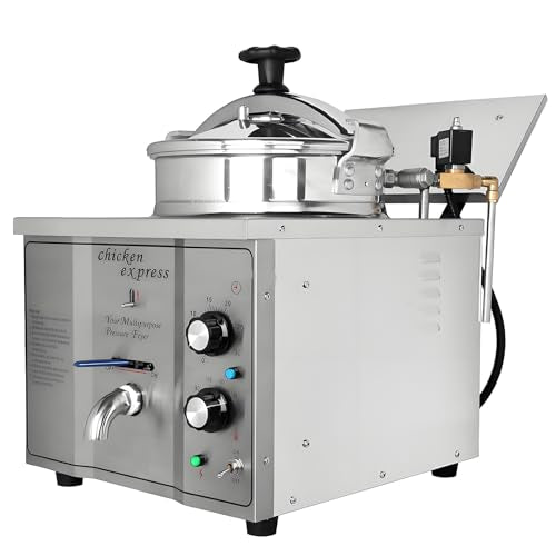 16L Electric Pressure Fryer,110V High-Pressure Chicken Fryer with Safety Features,Stainless Steel Healthy Countertop Deep Fryer for Crispy Fried Delicacies, Commercial-Grade Food Oven