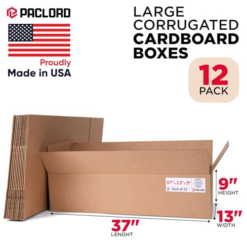 Extra Large Moving Boxes 37"L x 13"W x 9"H (Pack of 12) - USA-Made Cardboard Packing Boxes for Moving, Shipping, or Storage - USPS, UPS, FedEx Approved - Professional Packing Supplies - color: Pack of 12, size: Extra Large 37x13x9"
