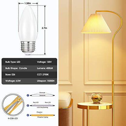 HOLA E26 LED Candelabra Chandelier Light Bulb Dimmable, 2700K 4.5W 6 Pack - color: Warm E26-2700k